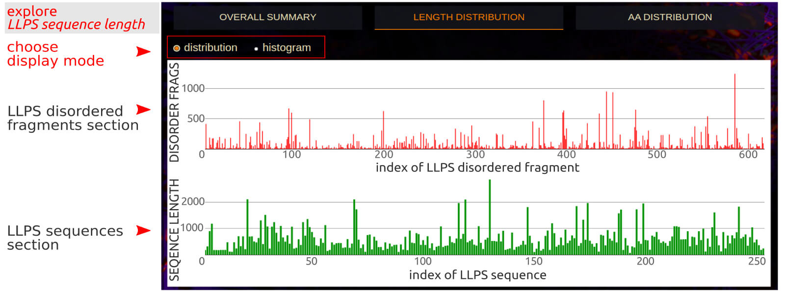 BIAPSS - Length Distribution of phase-separated sequences.